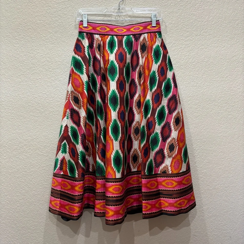 Alice + Olivia Earla High Waist Skirt in Warm Breeze Multi Size 2 - Picture 4 of 11